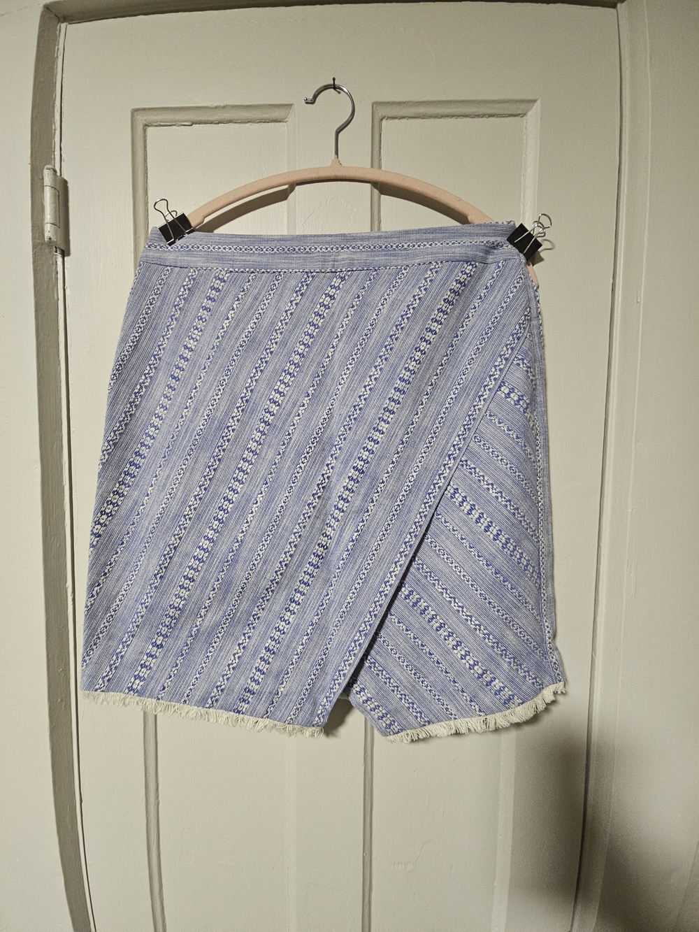 LOFT Striped Wrap Skirt | Blue & White | Size 8